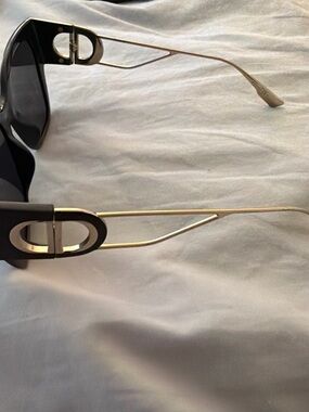 Dior Black Frame Sunglasses with Gold Temples